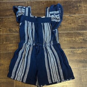 Old Navy Navy and White Striped Girls Romper